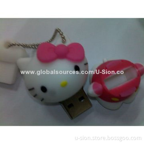 Cute Hello Kitty Cartoon PVC USB Flash Drive, 1GB-64GB with Customized Logo for Promotion Gift